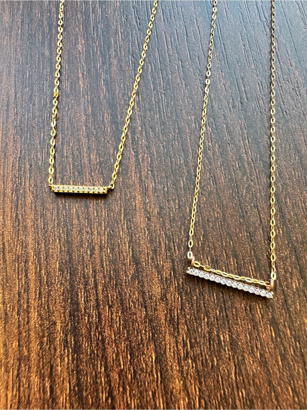Nordstrom Gold Plated Pavé Bar Layering Necklaces - Set of 2